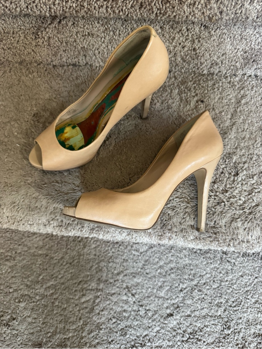 BCBGirls Nude Peep-Toe Heels - Picture 2 of 3